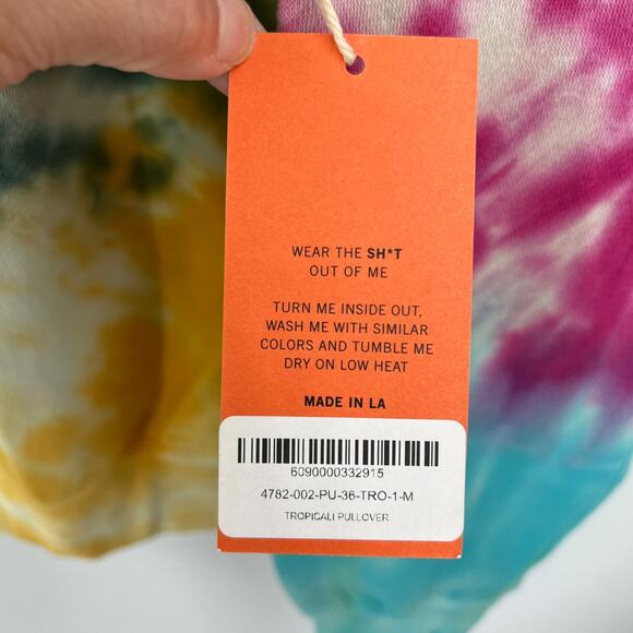 La Detresse Revolve Womens Tropical Pullover Tie Dye Fleece Sweatshirt Medium M - Picture 8 of 11
